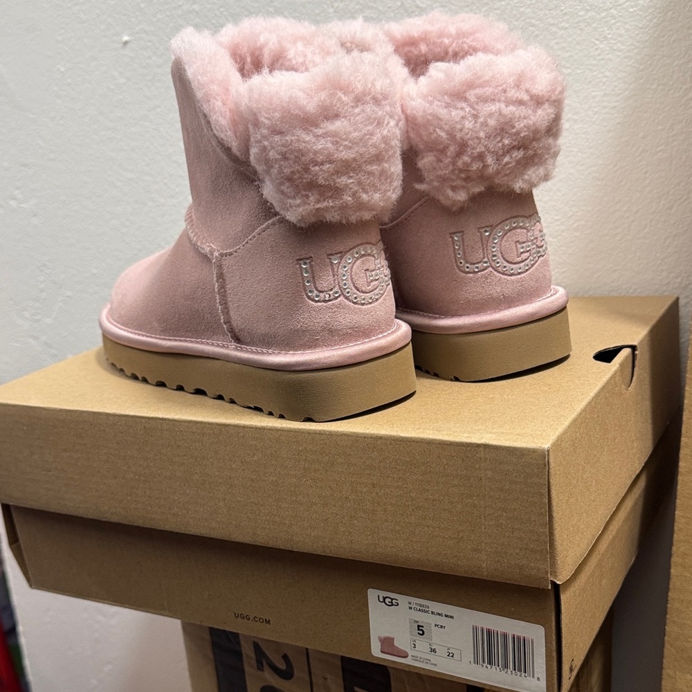 NEW | UGG Blush Pink Boots with rhinestone ugg logo on the back